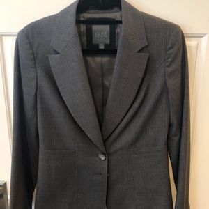 Gray pinstripe suit jacket